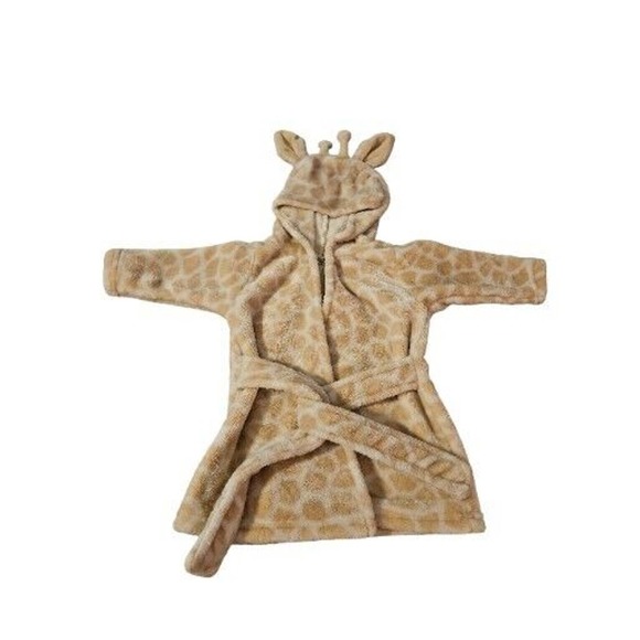 HB Baby Fuzzy robe bath time coverup giraffe size 0 -9 months - Picture 1 of 5